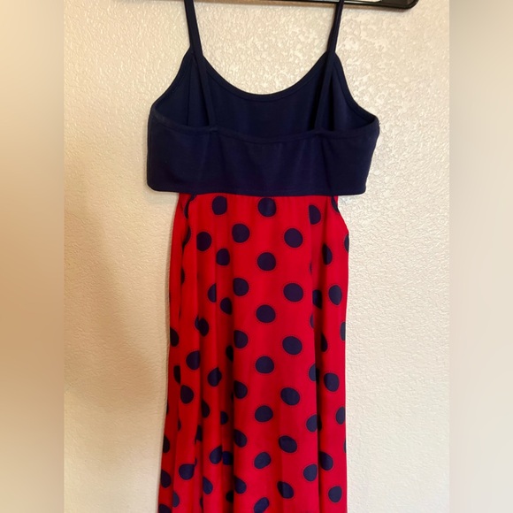 Navy Blue , Red skirting with Polka Dots Summer Dress - Picture 2 of 9